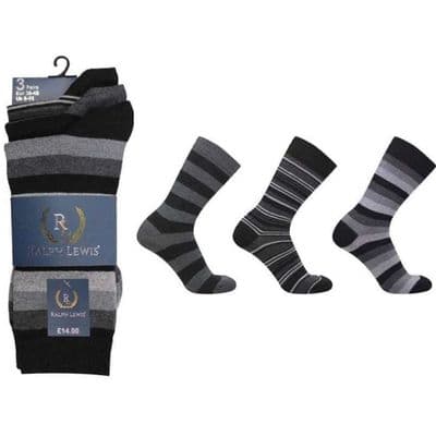 Ralph Lewis Mens Dark Stripe Suit Socks 6-11
