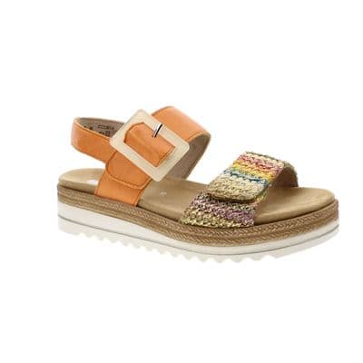 Remonte D0Q62-38 Women's Touch Close Wedge Sandal - Orange Combi