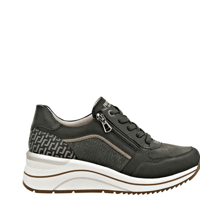 Remonte D0T16-54 Women's Platform Trainer Shoe - Green Combi