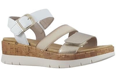 Remonte D2P50-80 Women's Low Wedge Sandal - White Combi