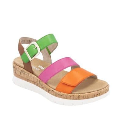 Remonte D2P50-90 Women's Low Wedge Sandal - Multi