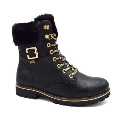 Remonte D8481-02 Women's Lined Lace-Up Boot - Black