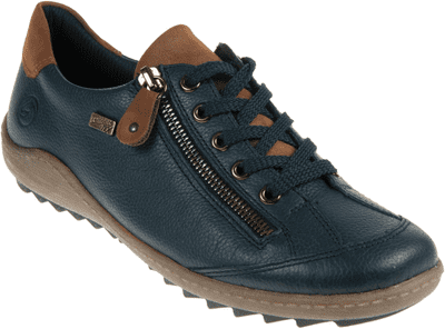 Remonte R1402-16 Women's Lace-Up Shoe With Side Zip - Blue Combi