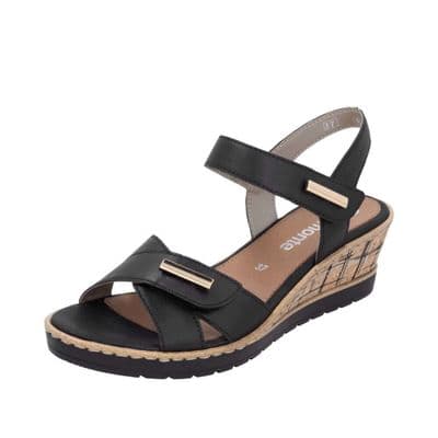 Remonte R6266-00 Women's Wedge Sandal - Black