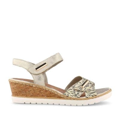 Remonte R6266-90 Women's Wedge Sandal - Gold Combi