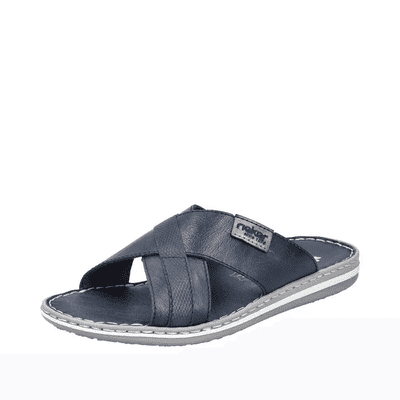 Rieker 21082-14 Men's Leather Slide Sandals - Blue