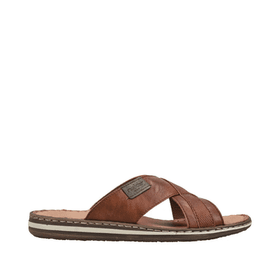 Rieker 21082-24 Men's Leather Slide Sandals - Brown