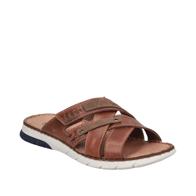 Rieker 25292-24 Men's Leather Slip On Sandals - Brown