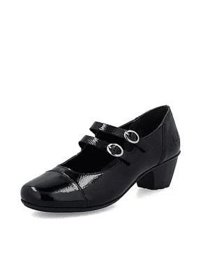 Rieker 41758-00 Women's Double Buckle Court Shoe - Black