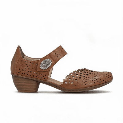 Rieker 43753-22 Women's Mary Jane Strap Shoe - Brown
