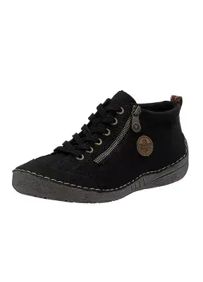 Rieker 52514-00 Women's Side-Zip Trainer - Black Combi