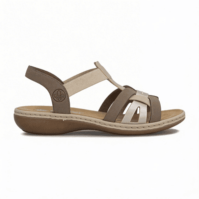 Rieker 65918-64 Women's Elasticated Sandals - Beige Multi