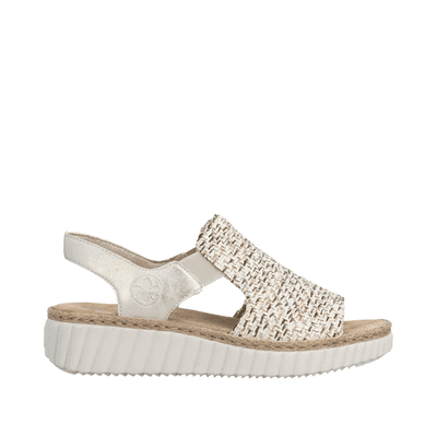Rieker 69276-60 Women's Extra Wide Wedge Sandal - Beige Combi