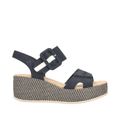 Rieker 69450-14 Touch Close Platform Sandalm - Blue Combi