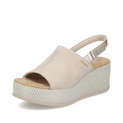 Rieker 69460-62 Women's Wedge Platform Sandal - Beige Combi