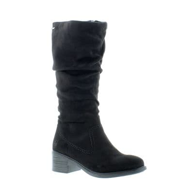 Rieker 74192-00 Women's Ruched Knee High Boot - Black