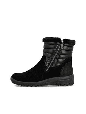 Rieker L7187-00 Women's Zip Ankle Boot - Black