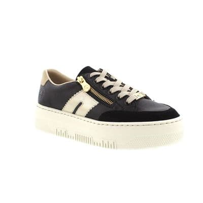 Rieker M1912-00 Women's Chunky Sole Trainer with Side-Zip - Black Combi