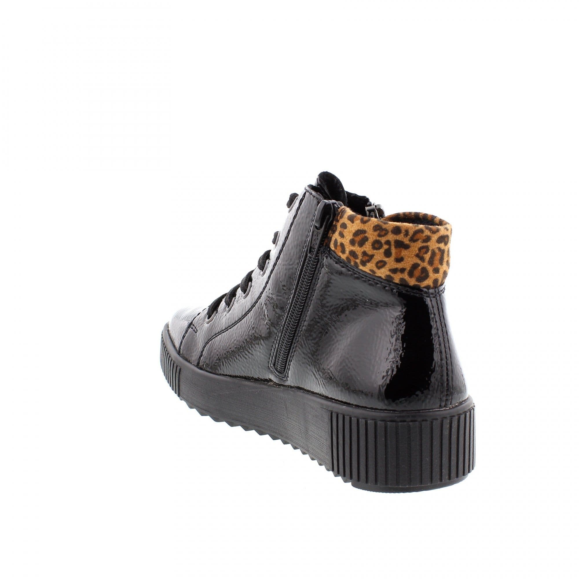 rieker black patent ankle boots