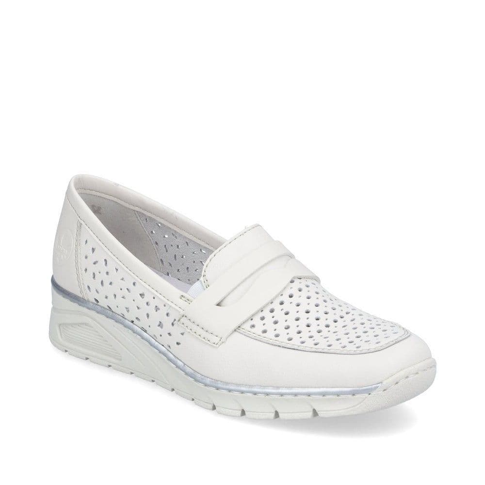 Rieker N335680 Women s Leather SlipOn Shoe White