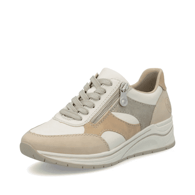 Rieker N9518-60 Women's Casual Trainer Shoe - Beige Combi