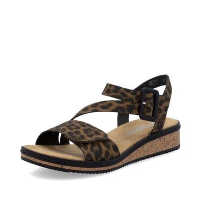 Rieker V3660-90 Women's Strappy Sandal - Leopard Multi