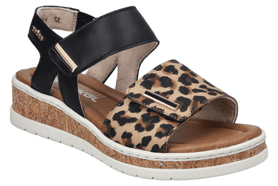 Rieker V4181-00 Women's Touch Close Sandal - Black Combi