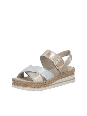 Rieker V7951-90 Women's Chunky Sole Sandals - Metallic