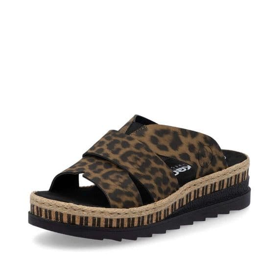 Rieker V7989-90 Women's Mule Sandal - Leopard Multi