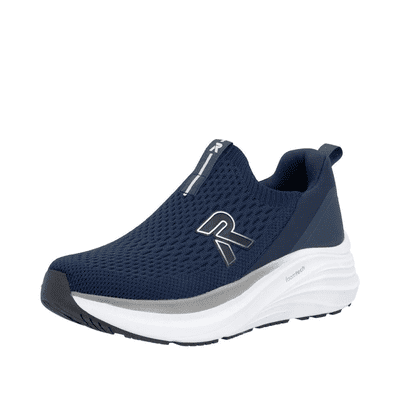 Rieker W4100-14 Women's Textile Pull-On Trainer - Navy Blue