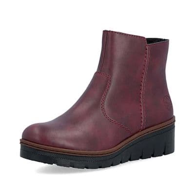 Rieker X9165-35 Women's Wedge Ankle Boot - Red/Burgundy