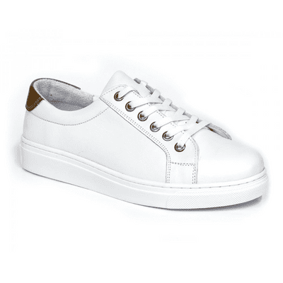 Shoozy Harper Women's Lace Up Leather Trainer - White