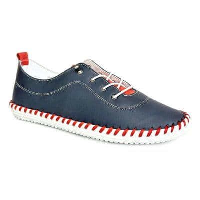 Shoozy Iris Women's Lightweight Plimsoll Shoe - Navy/Red