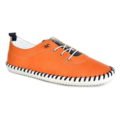 Shoozy Iris Women's Lightweight Plimsoll Shoe - Orange/Navy