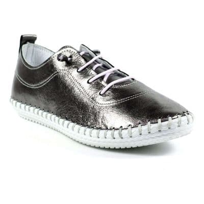 Shoozy Iris Women's Lightweight Plimsoll Shoe - Pewter