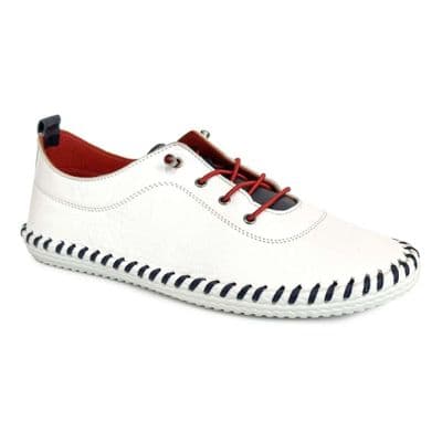 Shoozy Iris Women's Lightweight Plimsoll Shoe - White/Navy
