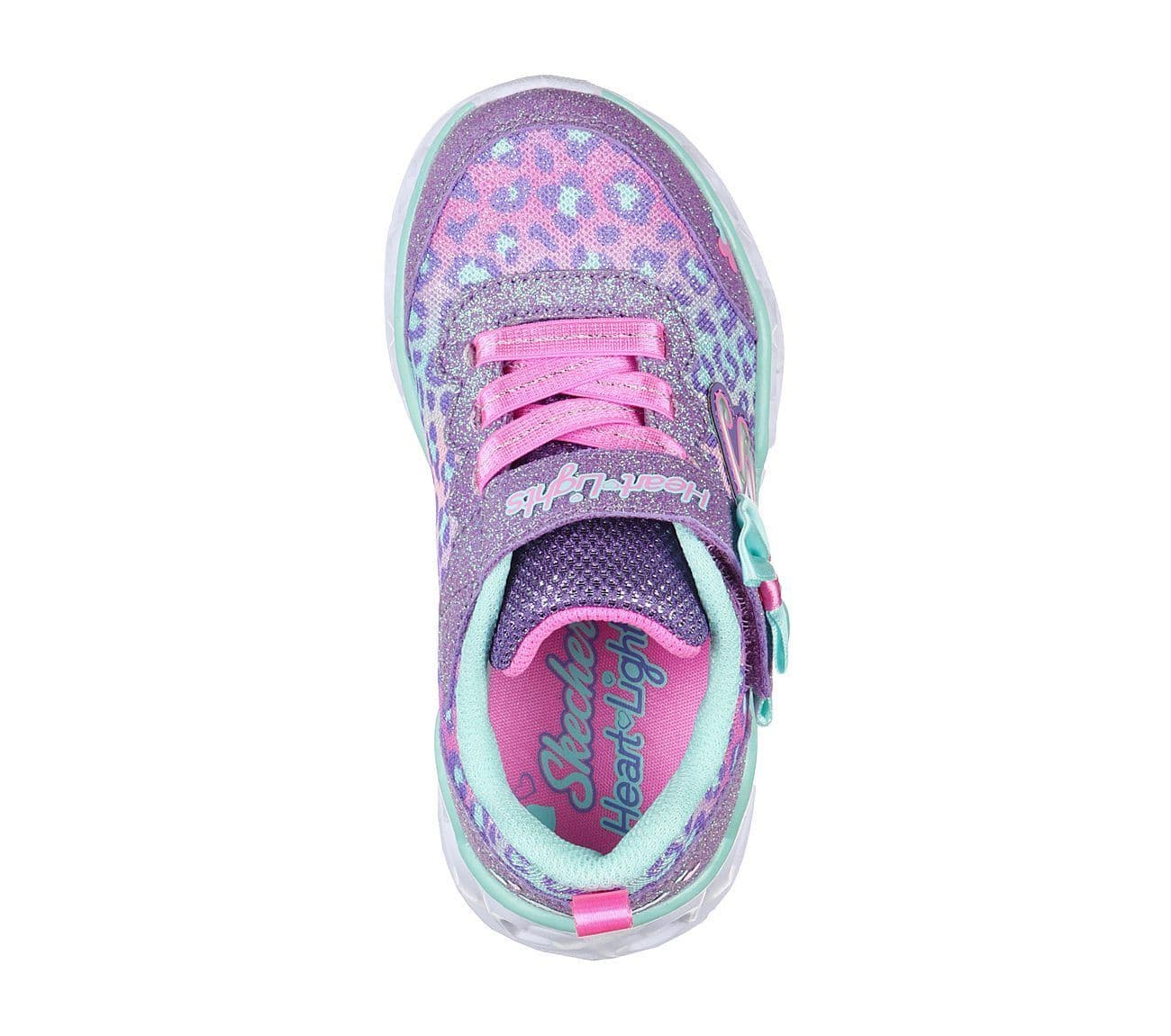 Skechers Girls Flashing Trainers Untamed Hearts Lavender Aqua