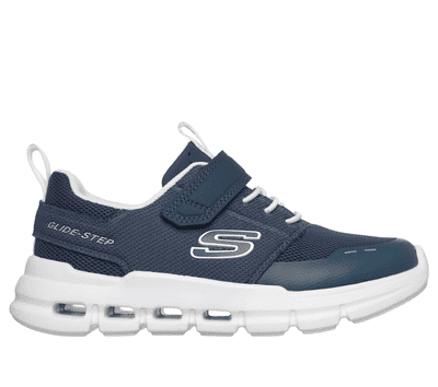Skechers: Glide Step Flow - Boys Trainer - Navy/White