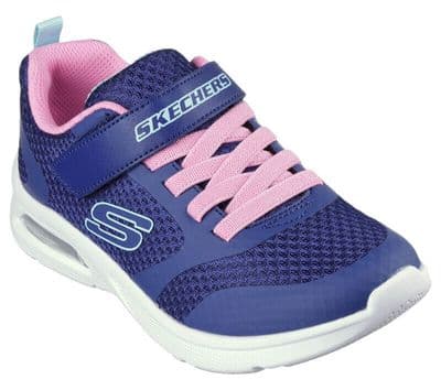 Skechers Microspec Max - Racer Gal Girls Touch Close Trainers - Navy/Pink