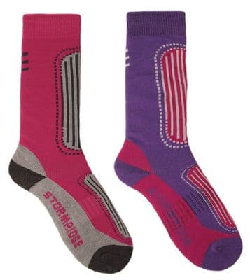 Storm Ridge Womens Ski Socks Pink/Purple 4-7
