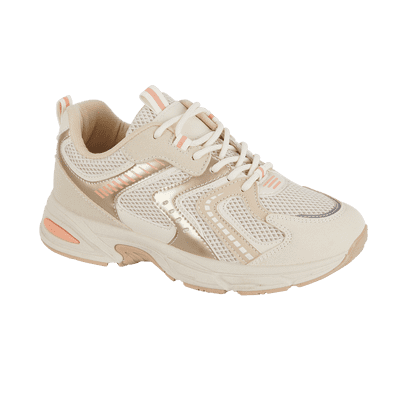 Urban Jacks Equinox Women's Chunky Sole Trainer - Beige/Coral