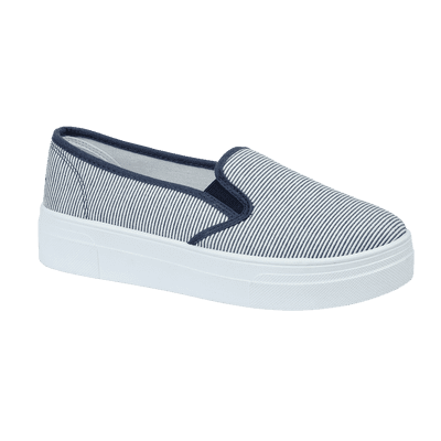 Urban Jacks Orla Women's Slip On Canvas Shoe - Navy/White/Silver