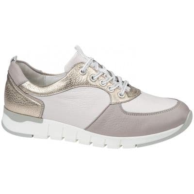 Waldlaufer H-Petra Women's Wide Fit Leather Trainer - Brown Rose Skin