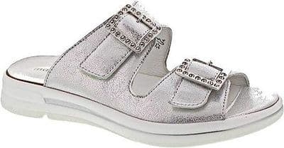 Waldlaufer H.Sina Women's Wide Fit Leather Mule - Bufa Silber