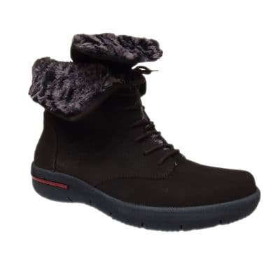 Waldlaufer Hadessa Women's Wide Fit Leather Ankle Boots  - Dark Brown Nubuck