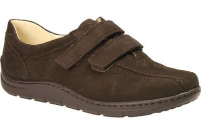 Waldlaufer Hassi Women's Wide Fit Nubuck Leather Shoes - Brown