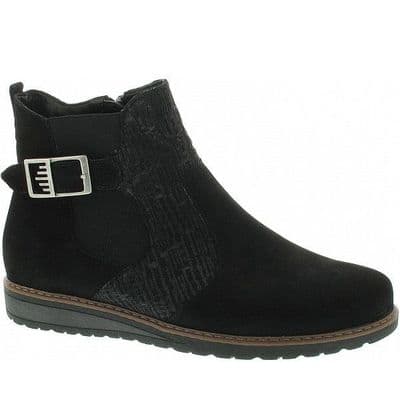 Waldlaufer Havida Women's Wide Fit Leather Ankle Boots - Black