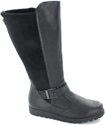 Waldlaufer Hegli Women's Wide Fit Leather/Suede Boots - Black
