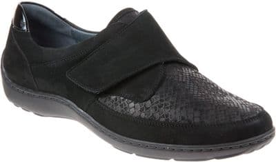 Waldlaufer Henni-Soft Women's Wide Fit Touch Close Shoe - Schwarz/Black