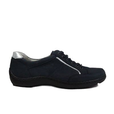 Waldlaufer Henni Women's Wide Fit Lace-Up Shoes - Navy Blue